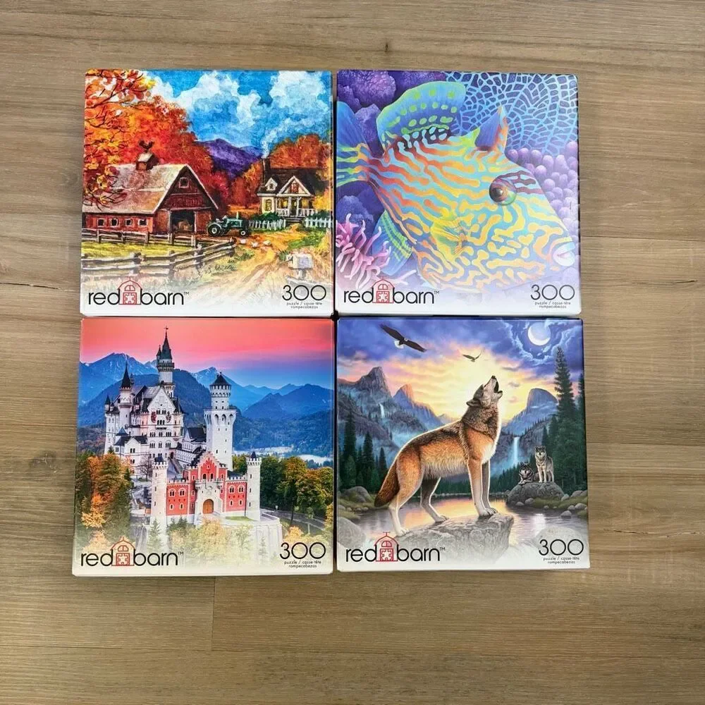 New Sealed Lot Red Barn 300 Piece Jigsaw Puzzle Animals And Landscape Compkete